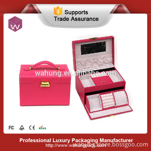 blue travel jewelry leather box for packaging